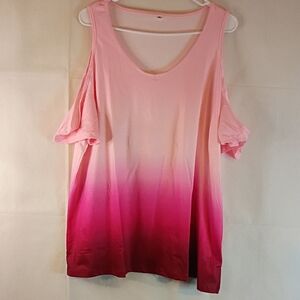 Elegant Pink Ombre Cold Shoulder Blouse